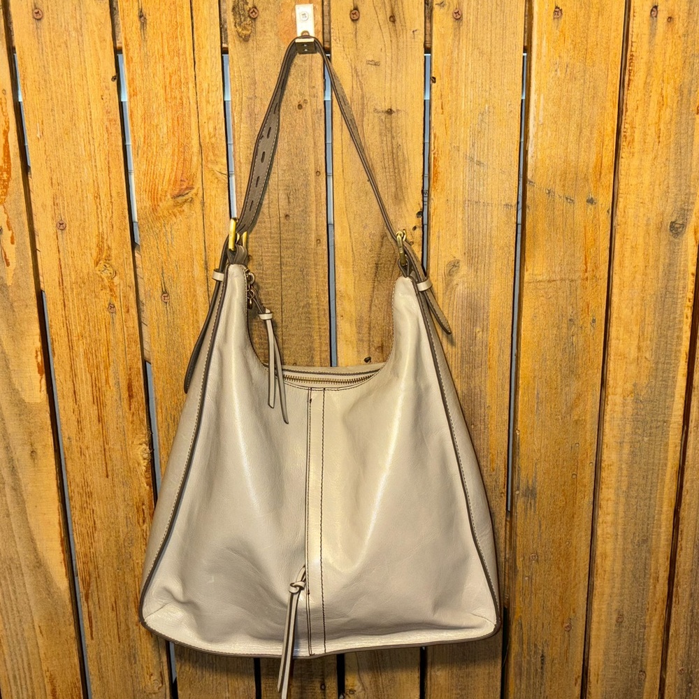 Hobo Gray Leather Shoulder Bag